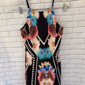 Olive Tree Black Print Bodycon Dress Size S